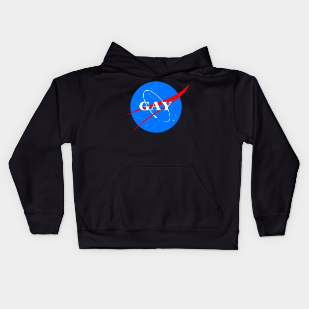 Gay NASA Logo Space Gay Geek Pride Kids Hoodie by ballhard